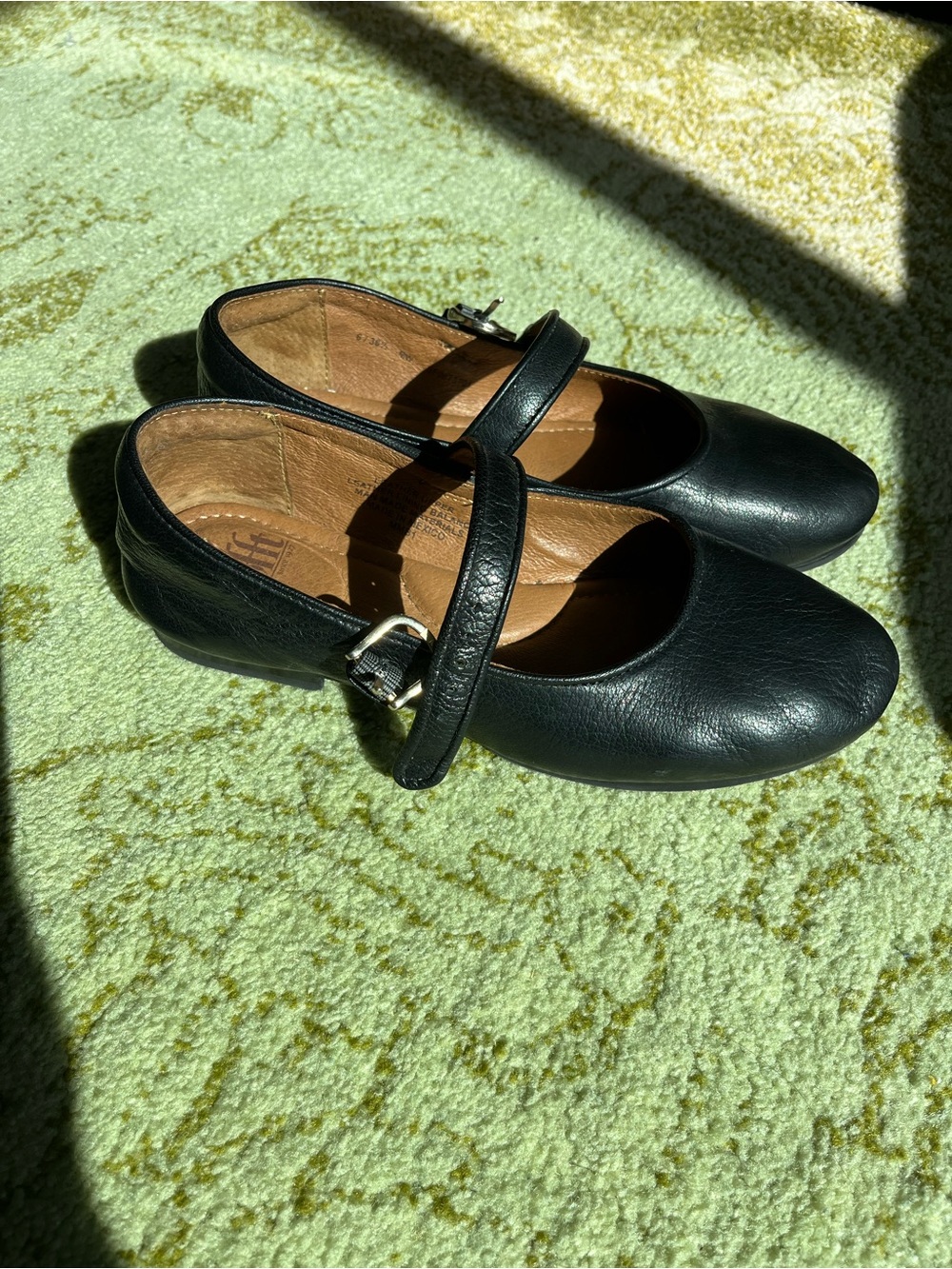 Sofft Black Leather Mary Jane Flats